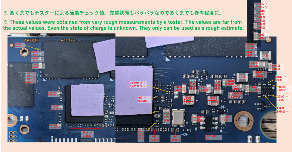 Resistances of capacitors on crucial MX500 CT1000MX500SSD1/JP -- Resistances of capacitors on crucial MX500 CT1000MX500SSD1/JP