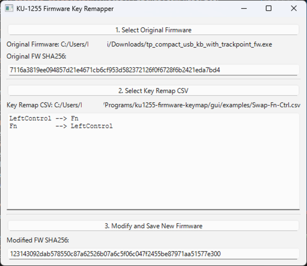 Keymap tool GUI overview